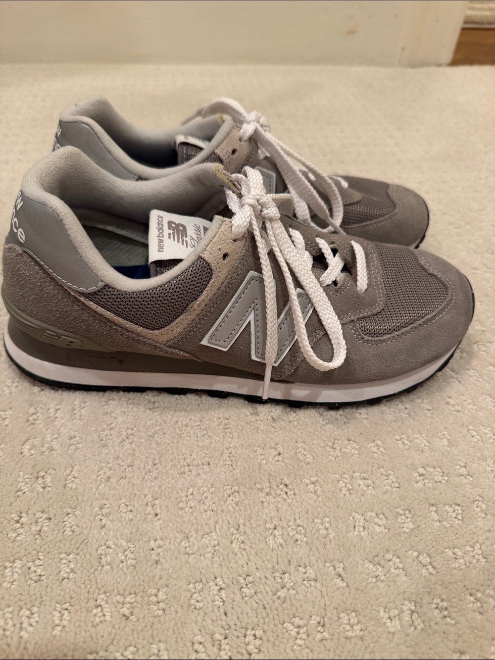 New Balance Gray Suede & Mesh Sneakers